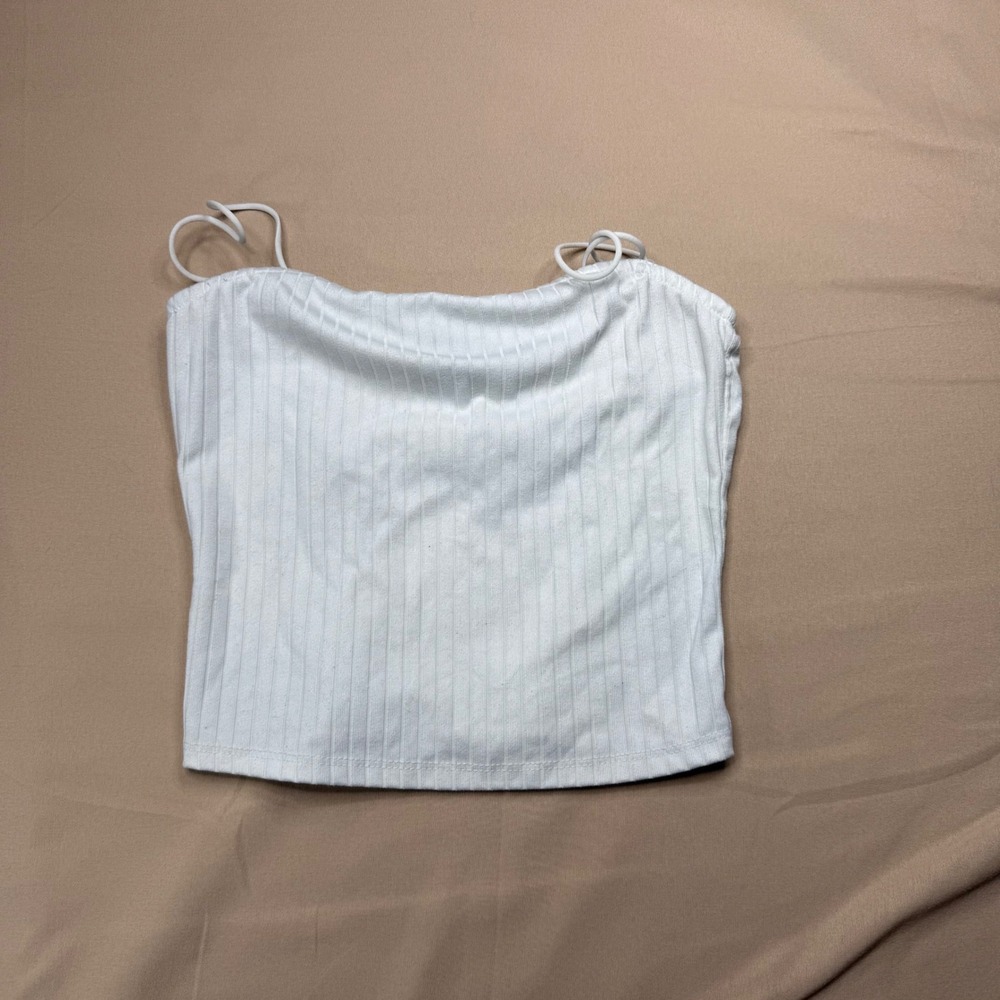rue21 Womens White Ribbed Spaghetti Strap Cami Crop Top Size Small